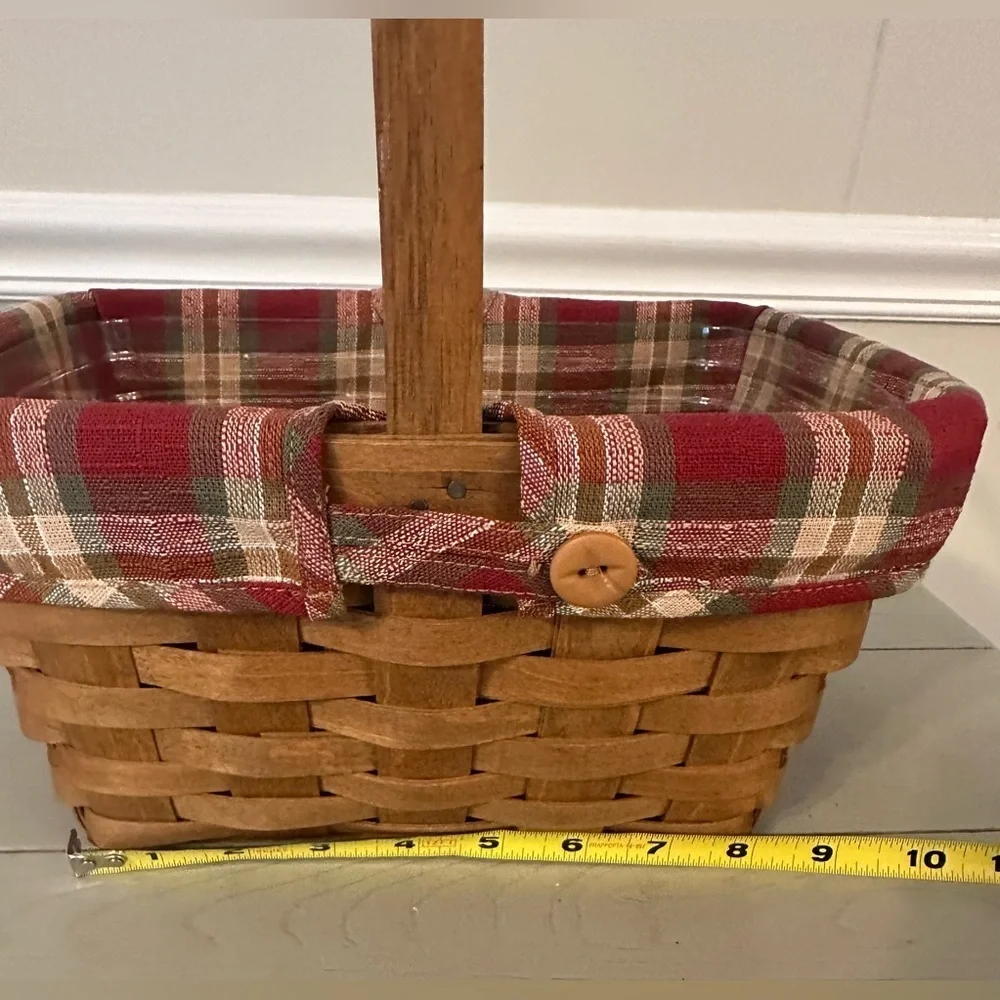 Longaberger Vintage Rectangle Spring Basket with Fabric and Plastic Liners 1985